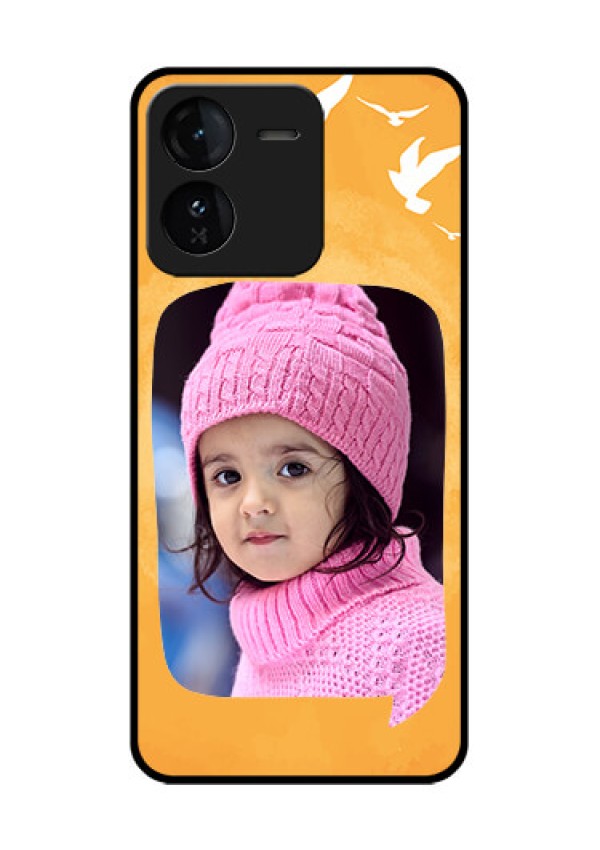 iQOO Z9 5G Custom Glass Phone CaseWater Color Design With Bird Icons