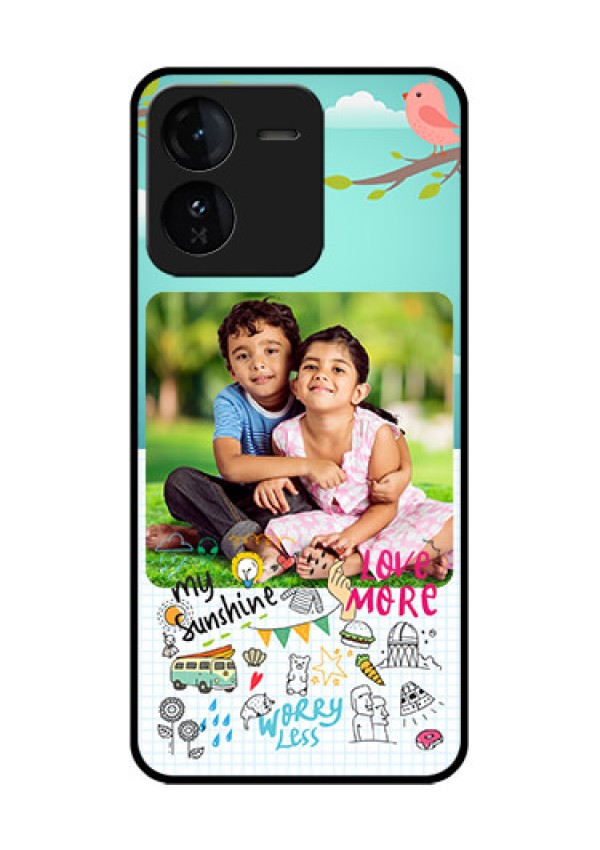 iQOO Z9 5G Custom Glass Phone CaseDoodle Love Design