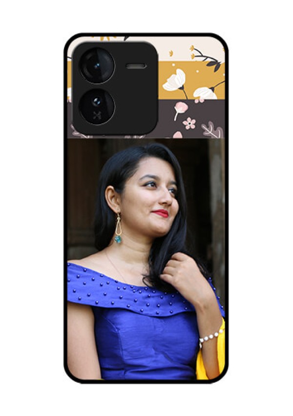iQOO Z9 5G Custom Glass Phone CaseStylish Floral Design