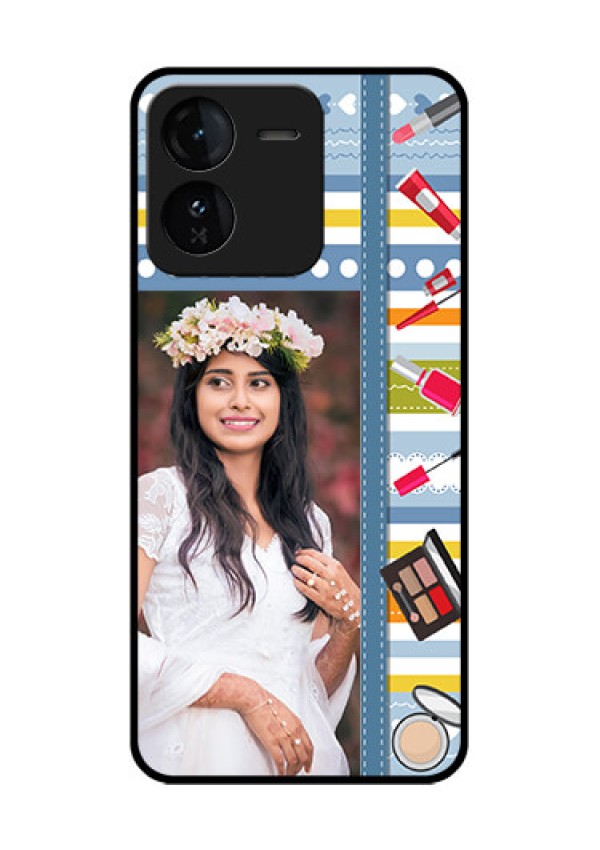 iQOO Z9 5G Custom Glass Phone CaseMakeup Icons Design
