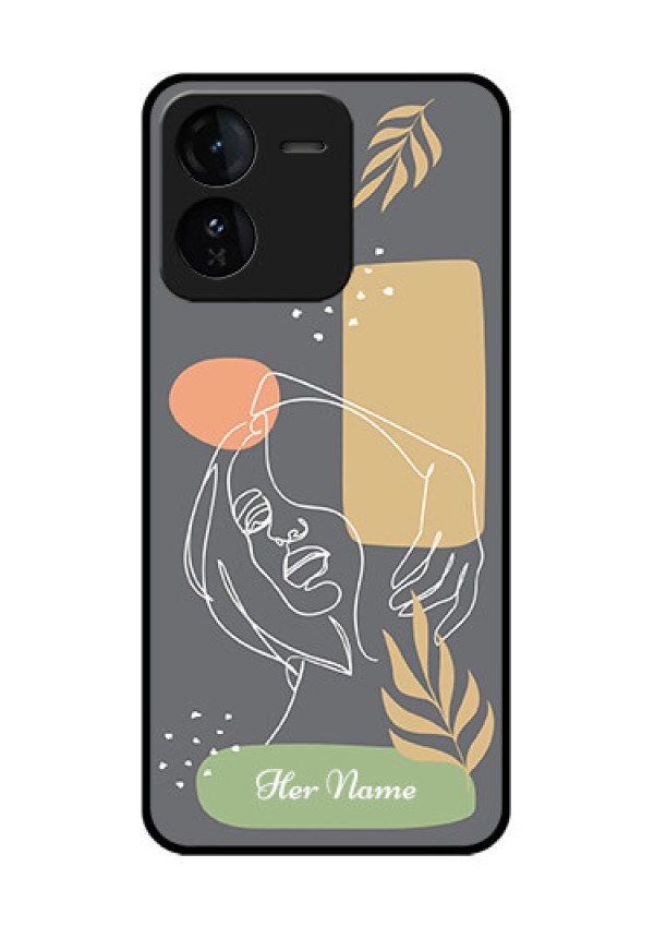 iQOO Z9 5G Custom Glass Phone CaseGazing Woman Line Art Design