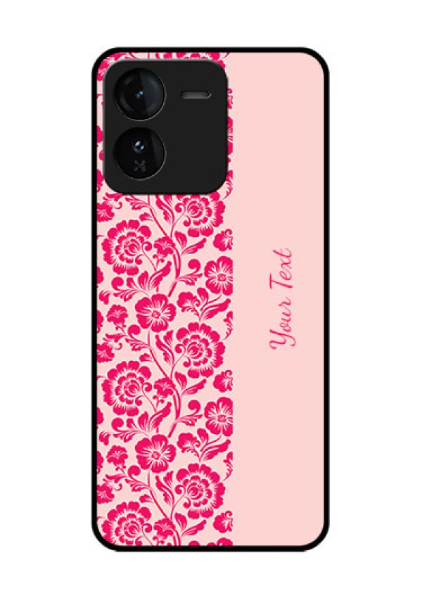 iQOO Z9 5G Custom Glass Phone CaseAttractive Floral Pattern Design