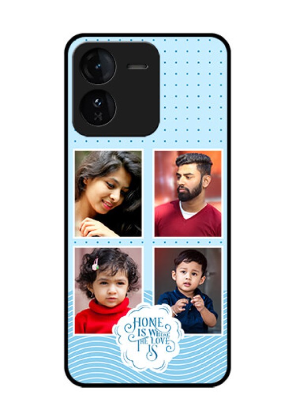 iQOO Z9 5G Custom Glass Phone CaseCute Love Quote With 4 Pic Upload Design