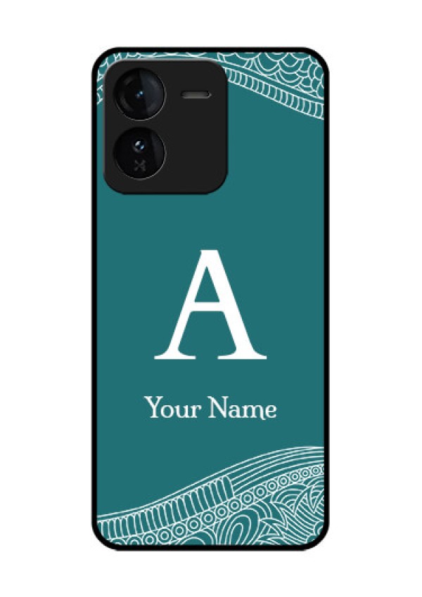 iQOO Z9 5G Custom Glass Phone CaseLine Art Pattern With Custom Name Design