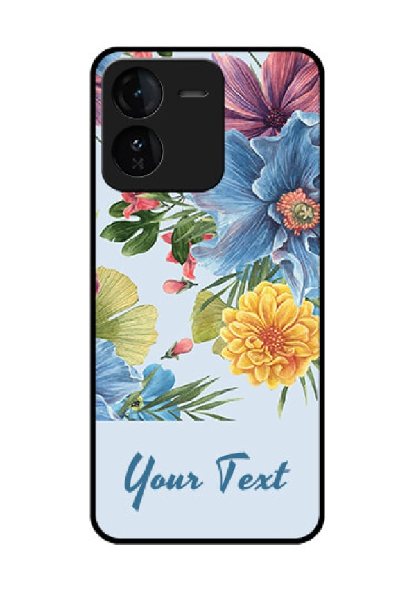 iQOO Z9 5G Custom Glass Phone CaseStunning Watercolored Flowers Painting Design