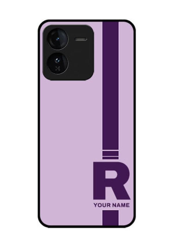 iQOO Z9 5G Custom Glass Phone CaseSimple Dual Tone Stripe With Name Design