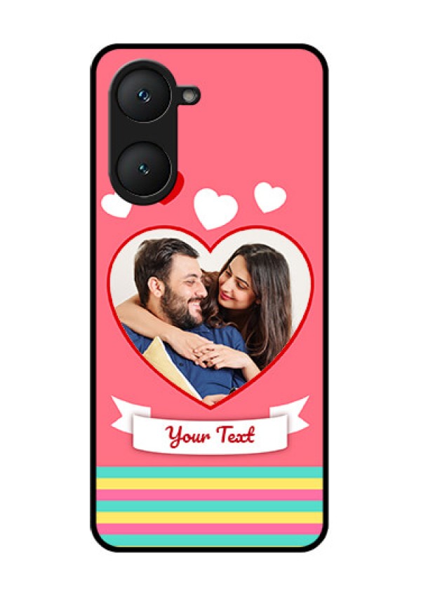 iQOO Z9 Lite 5G Custom Glass Phone Case - Love Shapes Doodle Design