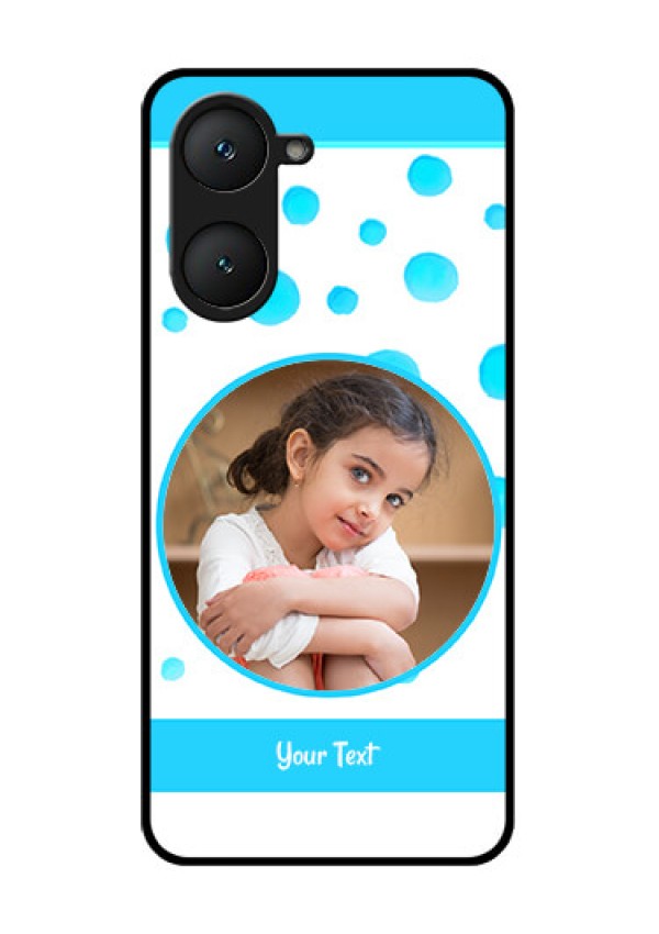 iQOO Z9 Lite 5G Custom Glass Phone Case - Blue Bubbles Pattern Design