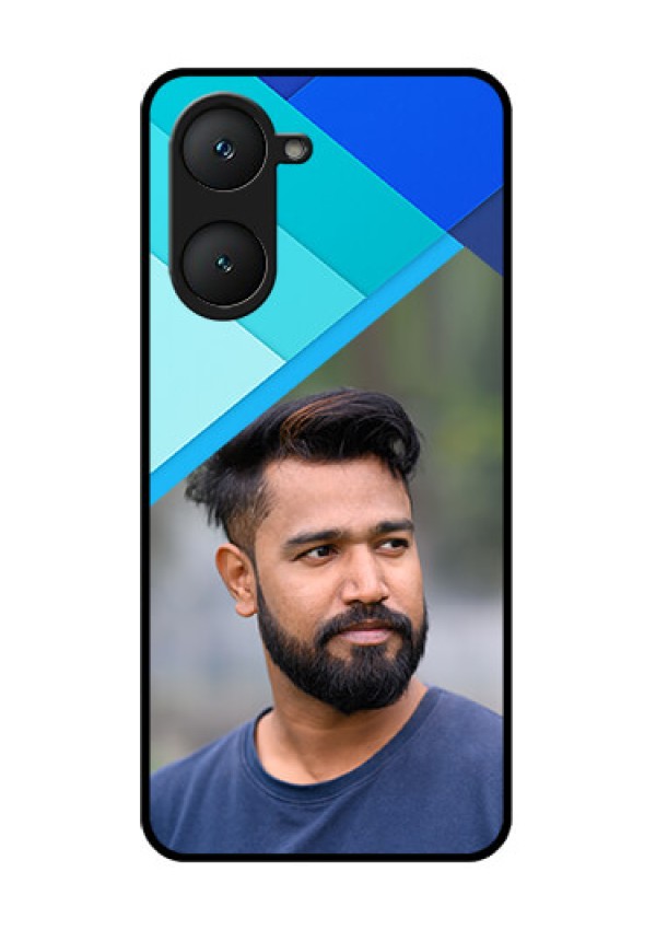 iQOO Z9 Lite 5G Custom Glass Phone Case - Blue Pattern Design
