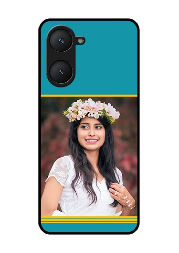 iQOO Z9 Lite 5G Custom Glass Phone Case - Yellow and Blue Design
