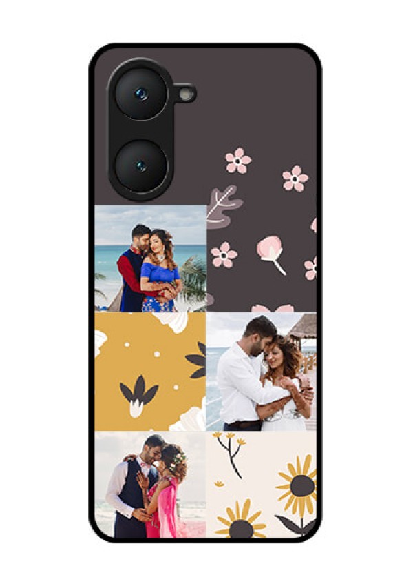 iQOO Z9 Lite 5G Custom Glass Phone Case - 3 Images With Floral Design