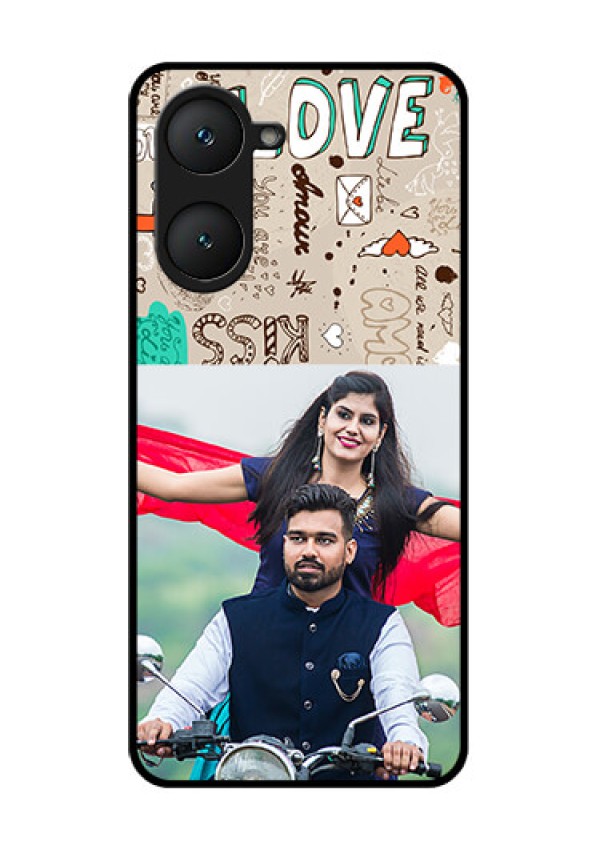 iQOO Z9 Lite 5G Custom Glass Phone Case - Love Doodle Pattern