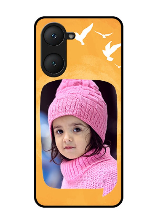 iQOO Z9 Lite 5G Custom Glass Phone Case - Water Color Design With Bird Icons