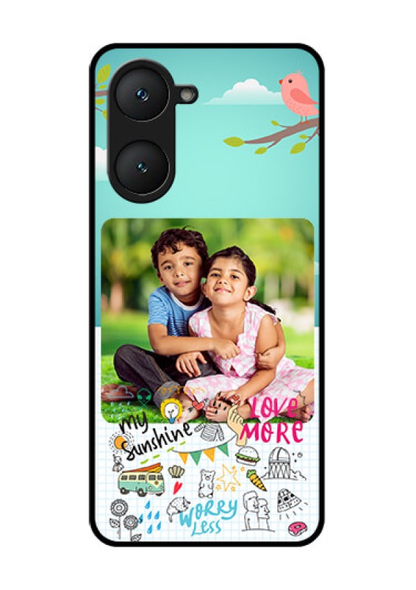 iQOO Z9 Lite 5G Custom Glass Phone Case - Doodle Love Design