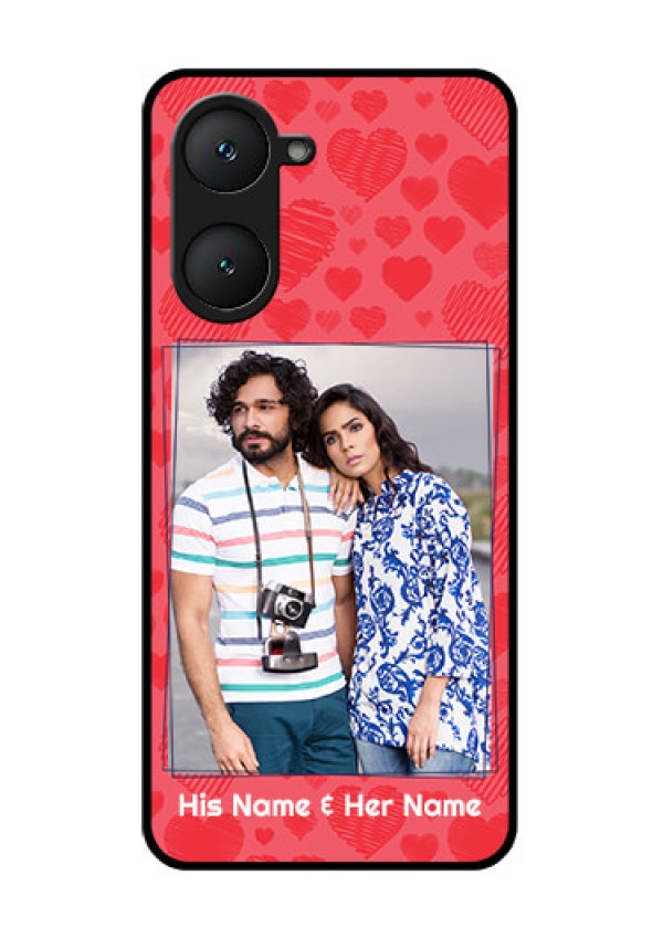 iQOO Z9 Lite 5G Custom Glass Phone Case - With Red Heart Symbols Design