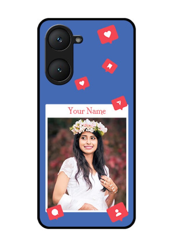 iQOO Z9 Lite 5G Custom Glass Phone Case - Like Share And Comment Design