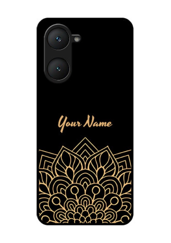 iQOO Z9 Lite 5G Custom Glass Phone Case - Golden Mandala Design