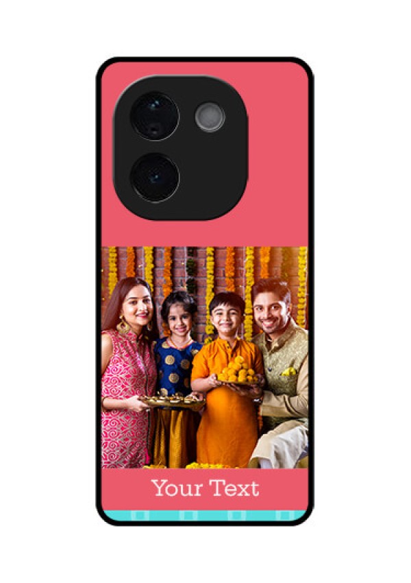 iQOO Z9s Pro 5G Custom Glass Phone CasePeach and Blue Color Design