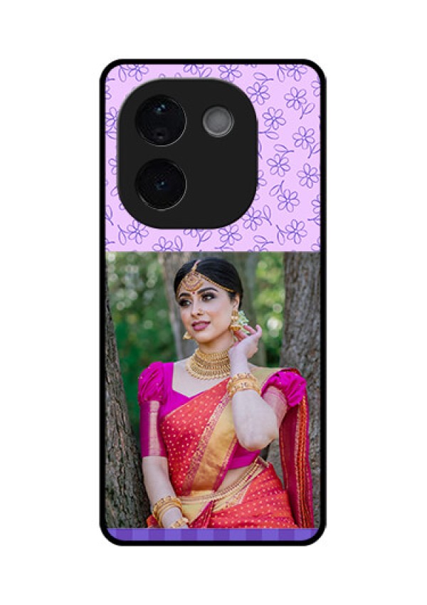 iQOO Z9s Pro 5G Custom Glass Phone CasePurple Floral Design