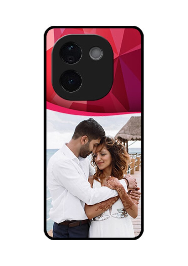iQOO Z9s Pro 5G Custom Glass Phone CaseRed Abstract Design