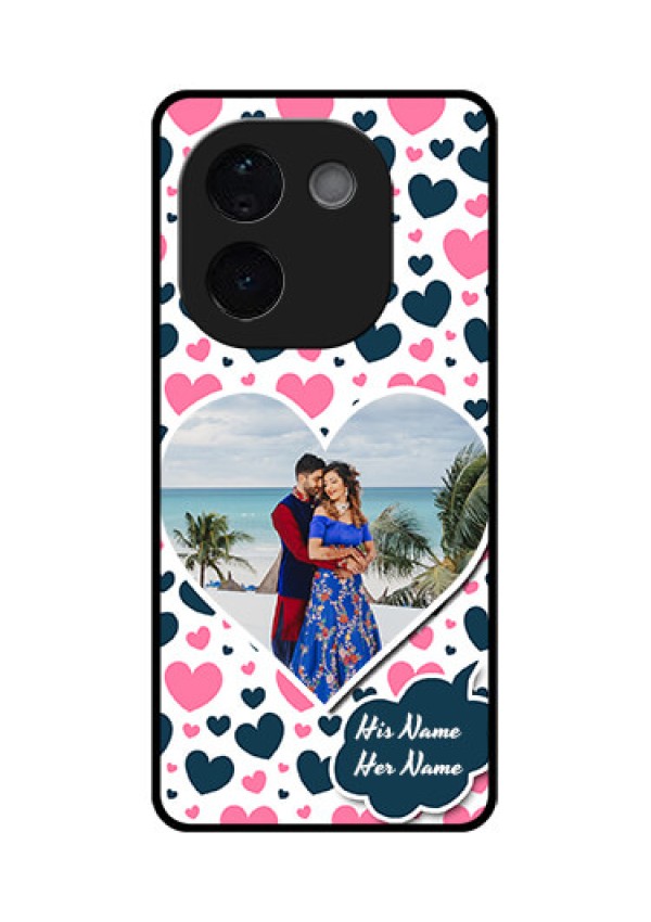 iQOO Z9s Pro 5G Custom Glass Phone CasePink and Blue Heart Design