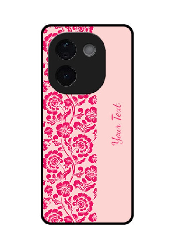 iQOO Z9s Pro 5G Custom Glass Phone CaseAttractive Floral Pattern Design