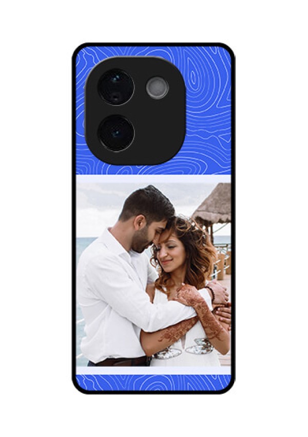 iQOO Z9s Pro 5G Custom Glass Phone CaseCurved Line Art With Blue And White Design