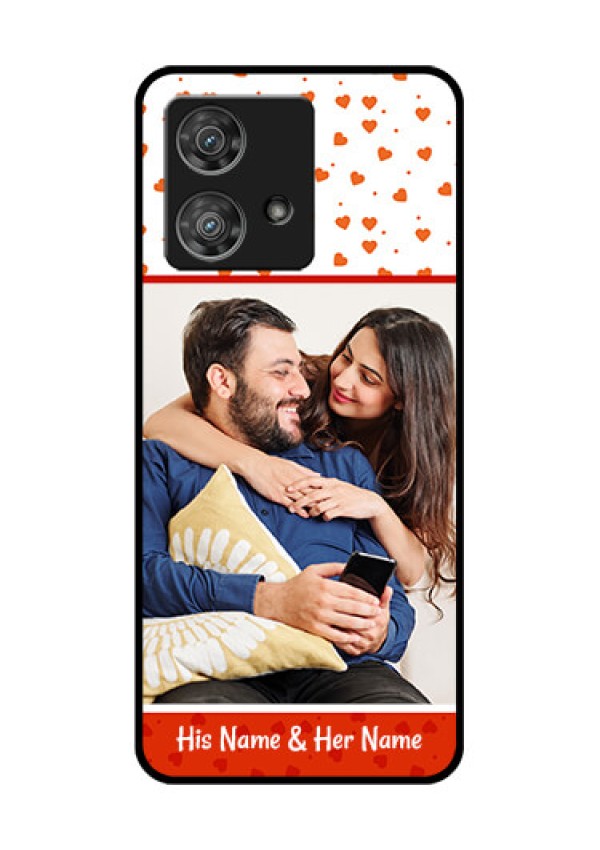 Motorola Edge 40 Neo Custom Glass Phone Case - Orange Love Symbol Design