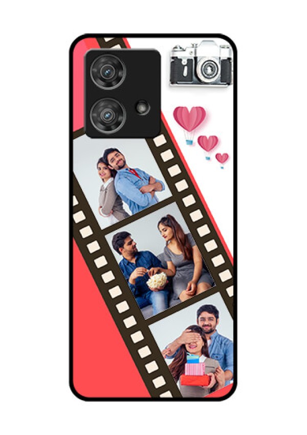 Motorola Edge 40 Neo Custom Glass Phone Case - 3 Image Holder With Film Reel
