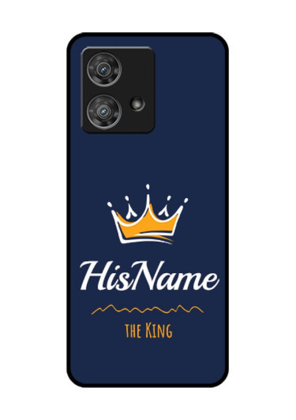Motorola Edge 40 Neo Custom Glass Phone Case - King With Name Design