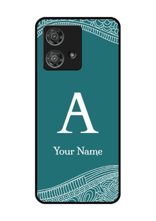 Motorola Edge 40 Neo Custom Glass Phone Case - Line Art Pattern With Custom Name Design