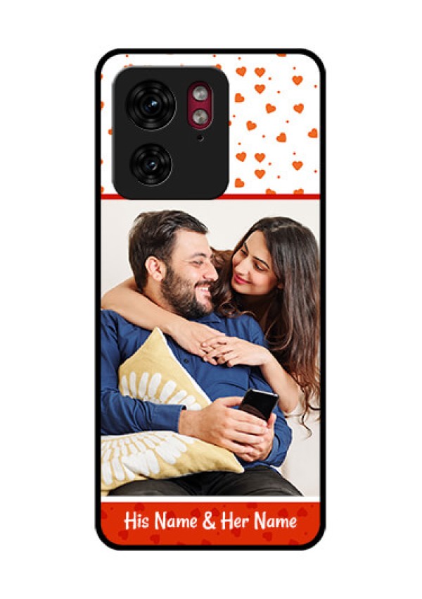 Motorola Edge 40 Custom Glass Phone Case - Orange Love Symbol Design
