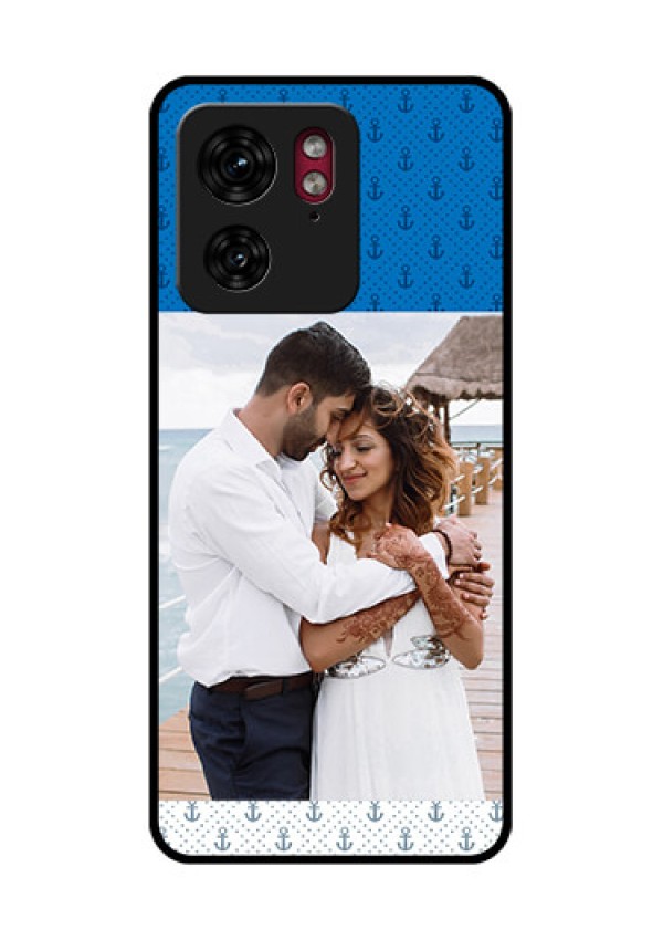 Motorola Edge 40 Custom Glass Phone Case - Blue Anchors Design