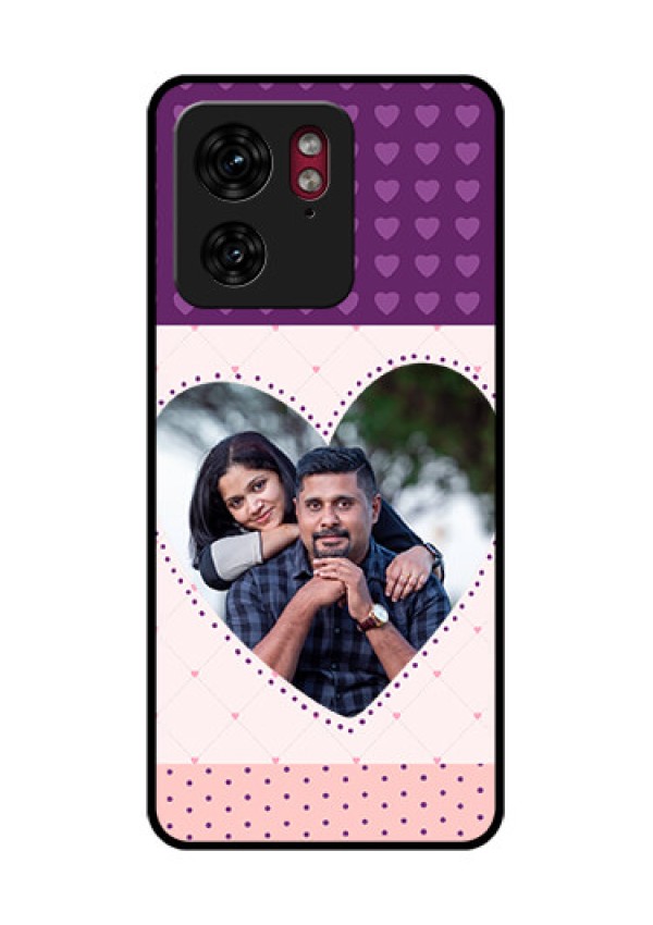 Motorola Edge 40 Custom Glass Phone Case - Violet Love Dots Design