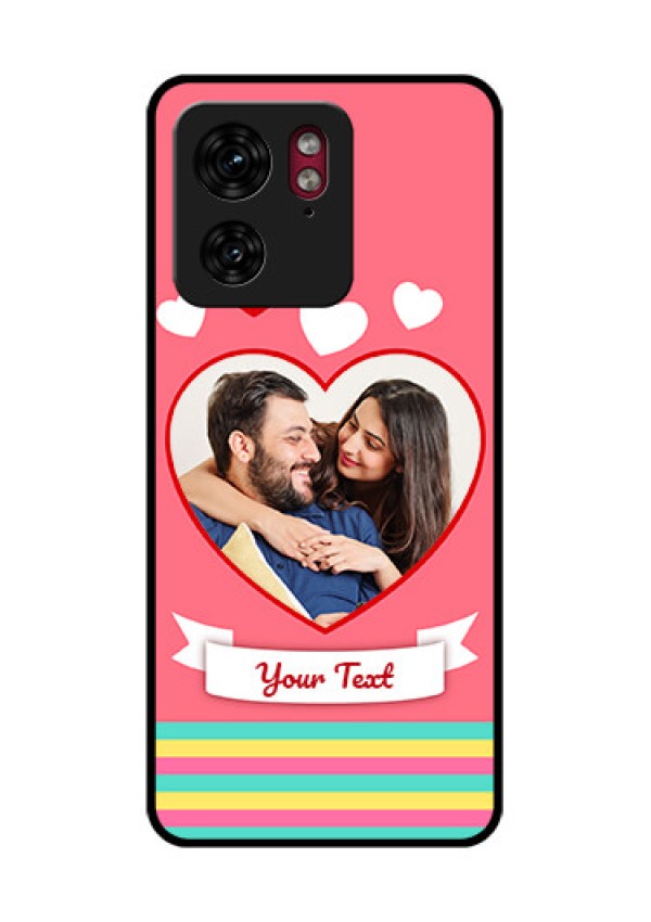 Motorola Edge 40 Custom Glass Phone Case - Love Shapes Doodle Design