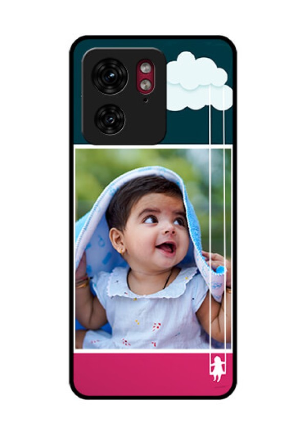 Motorola Edge 40 Custom Glass Phone Case - Cute Girl With Cloud Design