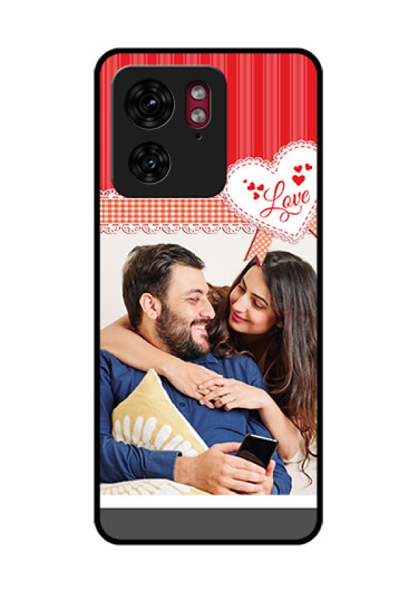 Motorola Edge 40 Custom Glass Phone Case - Red Love Pattern Design