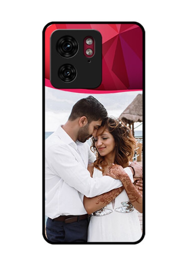 Motorola Edge 40 Custom Glass Phone Case - Red Abstract Design