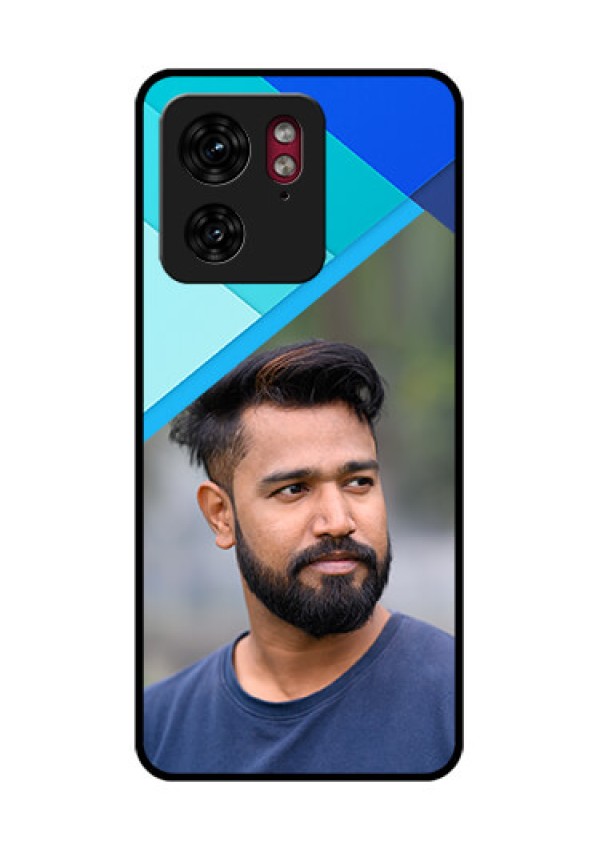Motorola Edge 40 Custom Glass Phone Case - Blue Pattern Design