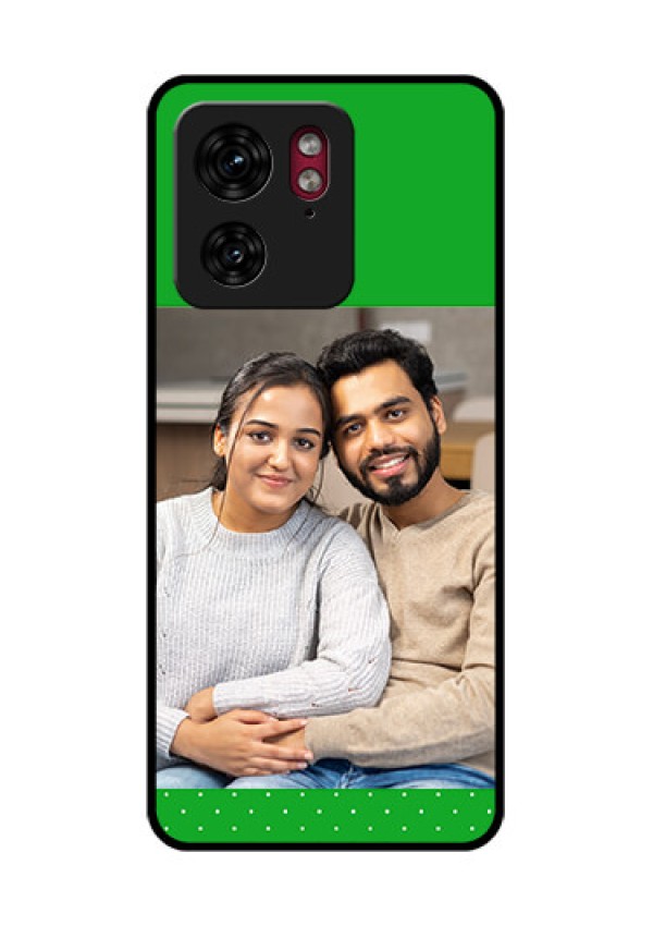 Motorola Edge 40 Custom Glass Phone Case - Green Pattern Design
