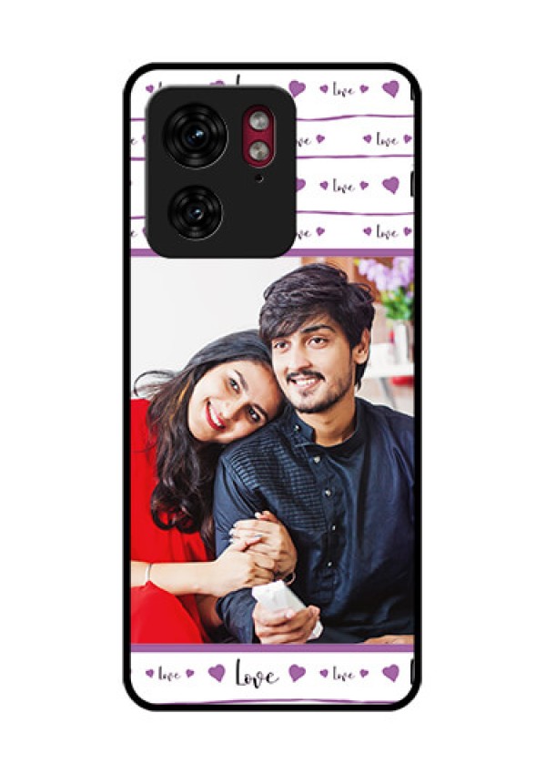 Motorola Edge 40 Custom Glass Phone Case - Couples Heart Design