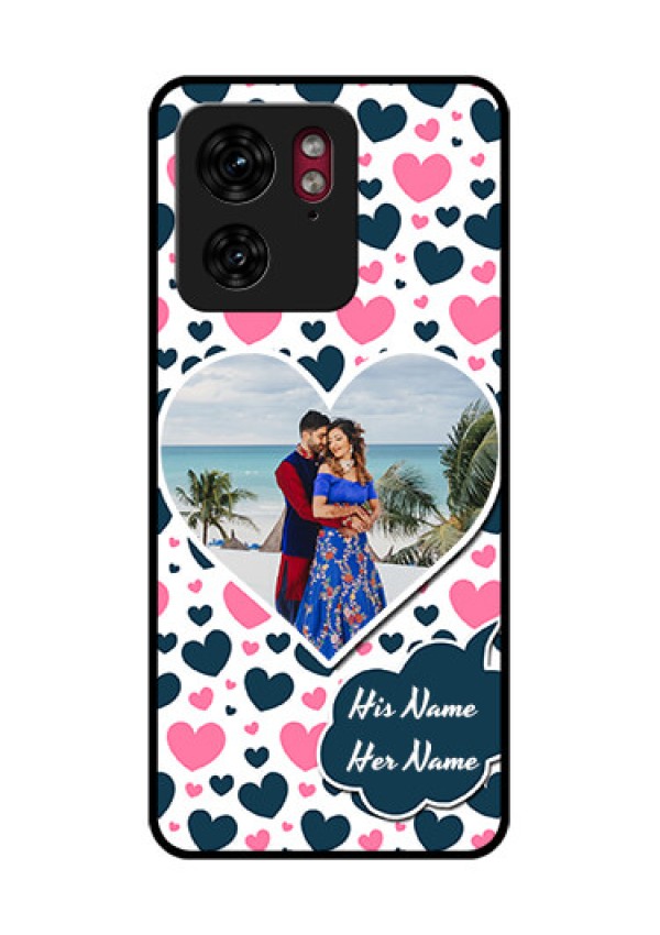 Motorola Edge 40 Custom Glass Phone Case - Pink & Blue Heart Design