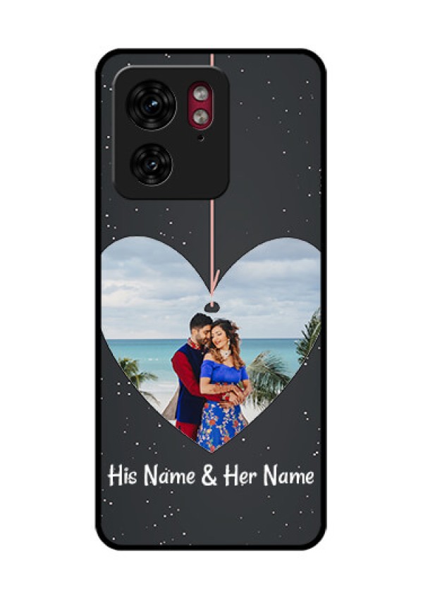 Motorola Edge 40 Custom Glass Phone Case - Hanging Heart Design