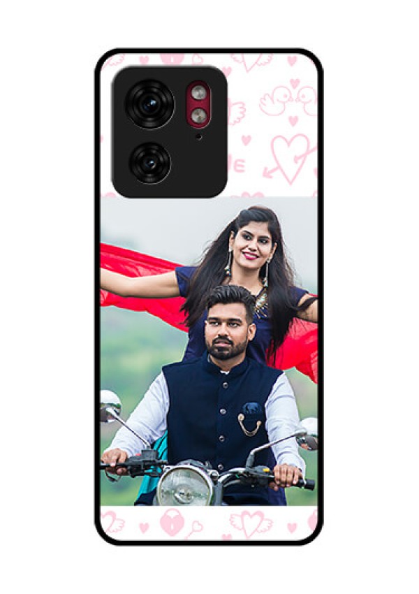 Motorola Edge 40 Custom Glass Phone Case - Pink Flying Heart Design