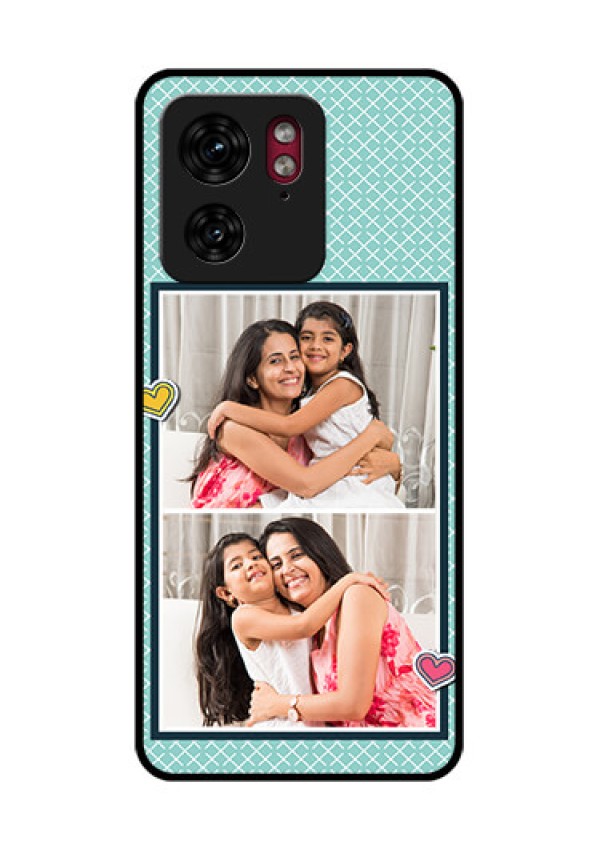 Motorola Edge 40 Custom Glass Phone Case - 2 Image Holder With Pattern Design