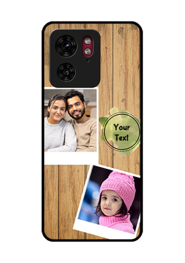 Motorola Edge 40 Custom Glass Phone Case - Wooden Texture Design
