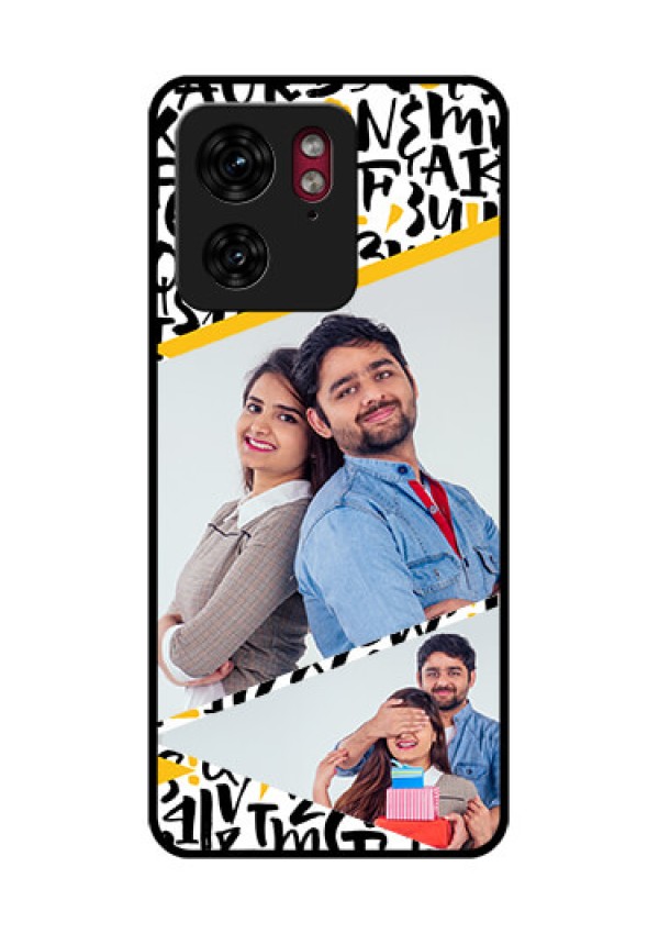 Motorola Edge 40 Custom Glass Phone Case - Letters Pattern Design