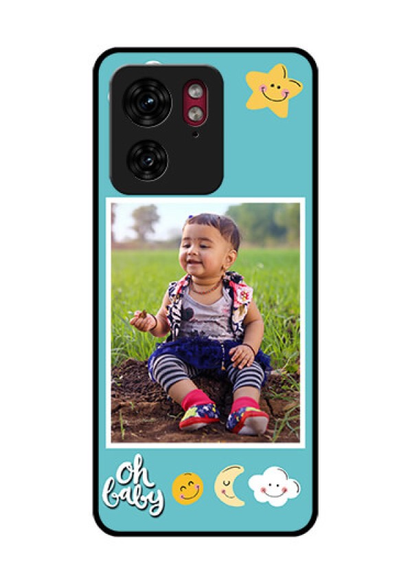 Motorola Edge 40 Custom Glass Phone Case - Smiley Kids Stars Design