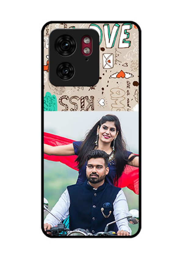 Motorola Edge 40 Custom Glass Phone Case - Love Doodle Pattern
