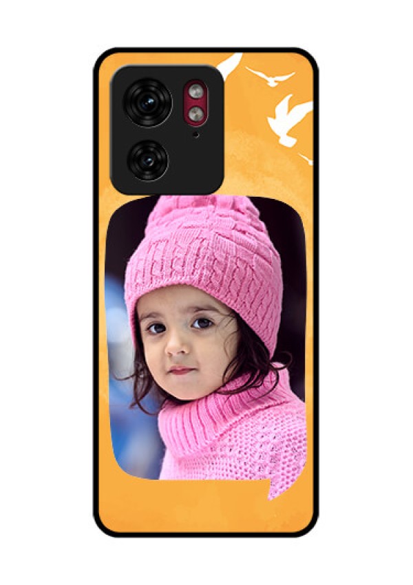 Motorola Edge 40 Custom Glass Phone Case - Water Color Design With Bird Icons